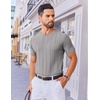 image:imageCOOFANDY Mens T Shirts Short Sleeve Knit Sweater Shirt Casual Crewneck Ribbed Pullover TeesGrey