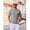 image:imageCOOFANDY Mens T Shirts Short Sleeve Knit Sweater Shirt Casual Crewneck Ribbed Pullover TeesGrey