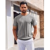 image:imageCOOFANDY Mens T Shirts Short Sleeve Knit Sweater Shirt Casual Crewneck Ribbed Pullover TeesGrey