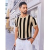 image:imageCOOFANDY Mens T Shirts Short Sleeve Knit Sweater Shirt Casual Crewneck Ribbed Pullover TeesKhaki  Black Stripes