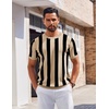 image:imageCOOFANDY Mens T Shirts Short Sleeve Knit Sweater Shirt Casual Crewneck Ribbed Pullover TeesKhaki  Black Stripes