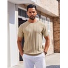 image:imageCOOFANDY Mens T Shirts Short Sleeve Knit Sweater Shirt Casual Crewneck Ribbed Pullover TeesKhaki