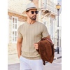 image:imageCOOFANDY Mens T Shirts Short Sleeve Knit Sweater Shirt Casual Crewneck Ribbed Pullover TeesKhaki