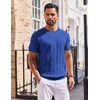 image:imageCOOFANDY Mens T Shirts Short Sleeve Knit Sweater Shirt Casual Crewneck Ribbed Pullover TeesKlein Blue