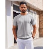 image:imageCOOFANDY Mens T Shirts Short Sleeve Knit Sweater Shirt Casual Crewneck Ribbed Pullover TeesLight Grey