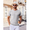 image:imageCOOFANDY Mens T Shirts Short Sleeve Knit Sweater Shirt Casual Crewneck Ribbed Pullover TeesLight Grey