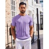 image:imageCOOFANDY Mens T Shirts Short Sleeve Knit Sweater Shirt Casual Crewneck Ribbed Pullover TeesLilac