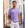image:imageCOOFANDY Mens T Shirts Short Sleeve Knit Sweater Shirt Casual Crewneck Ribbed Pullover TeesLilac