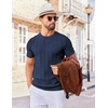 image:imageCOOFANDY Mens T Shirts Short Sleeve Knit Sweater Shirt Casual Crewneck Ribbed Pullover TeesNavy Blue