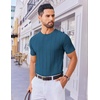 image:imageCOOFANDY Mens T Shirts Short Sleeve Knit Sweater Shirt Casual Crewneck Ribbed Pullover TeesPeacock Blue