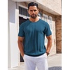 image:imageCOOFANDY Mens T Shirts Short Sleeve Knit Sweater Shirt Casual Crewneck Ribbed Pullover TeesPeacock Blue