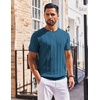 image:imageCOOFANDY Mens T Shirts Short Sleeve Knit Sweater Shirt Casual Crewneck Ribbed Pullover TeesPeacock Blue
