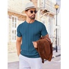 image:imageCOOFANDY Mens T Shirts Short Sleeve Knit Sweater Shirt Casual Crewneck Ribbed Pullover TeesPeacock Blue