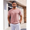 image:imageCOOFANDY Mens T Shirts Short Sleeve Knit Sweater Shirt Casual Crewneck Ribbed Pullover TeesPink