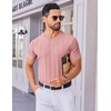 image:imageCOOFANDY Mens T Shirts Short Sleeve Knit Sweater Shirt Casual Crewneck Ribbed Pullover TeesPink