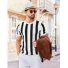 image:imageCOOFANDY Mens T Shirts Short Sleeve Knit Sweater Shirt Casual Crewneck Ribbed Pullover TeesWhite  Black Stripes