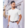 image:imageCOOFANDY Mens T Shirts Short Sleeve Knit Sweater Shirt Casual Crewneck Ribbed Pullover TeesWhite