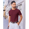 image:imageCOOFANDY Mens T Shirts Short Sleeve Knit Sweater Shirt Casual Crewneck Ribbed Pullover TeesWine Red