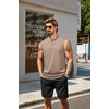 image:imageCOOFANDY Mens Tank Top Cotton Workout Sleeveless Muscle T Shirts Casual Summer Tank ShirtsBlackKhaki2 Pcs