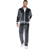 image:imageCOOFANDY Mens Tracksuit 2 Piece Set Velour Sweatsuit Jogging Suits Full Zip Jacket Pants OutfitsDark Grey