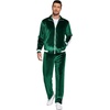 image:imageCOOFANDY Mens Tracksuit 2 Piece Set Velour Sweatsuit Jogging Suits Full Zip Jacket Pants OutfitsEvergreen