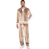image:imageCOOFANDY Mens Tracksuit 2 Piece Set Velour Sweatsuit Jogging Suits Full Zip Jacket Pants OutfitsLight Khaki
