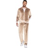 image:imageCOOFANDY Mens Tracksuit 2 Piece Set Velour Sweatsuit Jogging Suits Full Zip Jacket Pants OutfitsLight Khaki
