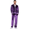 image:imageCOOFANDY Mens Tracksuit 2 Piece Set Velour Sweatsuit Jogging Suits Full Zip Jacket Pants OutfitsLight Purple