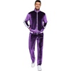 image:imageCOOFANDY Mens Tracksuit 2 Piece Set Velour Sweatsuit Jogging Suits Full Zip Jacket Pants OutfitsLight Purple