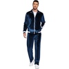 image:imageCOOFANDY Mens Tracksuit 2 Piece Set Velour Sweatsuit Jogging Suits Full Zip Jacket Pants OutfitsNavy Blue
