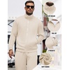 image:imageCOOFANDY Mens Tracksuits Casual Sweatsuit 2 Piece Full Zip Athletic Jogging Suit Sets Sport Sweat SuitCream