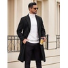 image:imageCOOFANDY Mens Trench Coat Long Casual Single Brested Overcoat Winter Notched Collar Wool Blend Pea coat With PocketsBlack