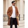 image:imageCOOFANDY Mens Trench Coat Long Casual Single Brested Overcoat Winter Notched Collar Wool Blend Pea coat With PocketsBrown