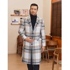 image:imageCOOFANDY Mens Trench Coat Long Casual Single Brested Overcoat Winter Notched Collar Wool Blend Pea coat With PocketsGrey Plaid