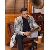 image:imageCOOFANDY Mens Trench Coat Long Casual Single Brested Overcoat Winter Notched Collar Wool Blend Pea coat With PocketsGrey Plaid