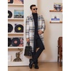 image:imageCOOFANDY Mens Trench Coat Long Casual Single Brested Overcoat Winter Notched Collar Wool Blend Pea coat With PocketsGrey Plaid