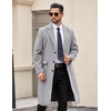image:imageCOOFANDY Mens Trench Coat Long Casual Single Brested Overcoat Winter Notched Collar Wool Blend Pea coat With PocketsLight Grey