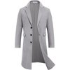 image:imageCOOFANDY Mens Trench Coat Long Casual Single Brested Overcoat Winter Notched Collar Wool Blend Pea coat With PocketsLight Grey