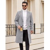 image:imageCOOFANDY Mens Trench Coat Long Casual Single Brested Overcoat Winter Notched Collar Wool Blend Pea coat With PocketsLight Grey