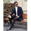 image:imageCOOFANDY Mens Trench Coat Long Casual Single Brested Overcoat Winter Notched Collar Wool Blend Pea coat With PocketsNavy Blue