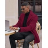 image:imageCOOFANDY Mens Trench Coat Notched Collar Single Breasted Peacoat Winter Overcoat With PocketsWine Red