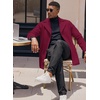 image:imageCOOFANDY Mens Trench Coat Notched Collar Single Breasted Peacoat Winter Overcoat With PocketsWine Red