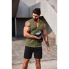 image:imageCOOFANDY Mens Workout Hooded Tank Tops 2 Pack Zip Up Sleeveless Gym Shirts Muscle Cut Off T Shirt Bodybuilding HoodiesArmy GreenBlack2pcs
