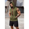 image:imageCOOFANDY Mens Workout Hooded Tank Tops 2 Pack Zip Up Sleeveless Gym Shirts Muscle Cut Off T Shirt Bodybuilding HoodiesArmy GreenBlack2pcs