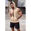 image:imageCOOFANDY Mens Workout Hooded Tank Tops 2 Pack Zip Up Sleeveless Gym Shirts Muscle Cut Off T Shirt Bodybuilding HoodiesBlackKhaki2pcs