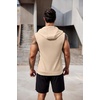 image:imageCOOFANDY Mens Workout Hooded Tank Tops 2 Pack Zip Up Sleeveless Gym Shirts Muscle Cut Off T Shirt Bodybuilding HoodiesBlackKhaki2pcs