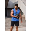 image:imageCOOFANDY Mens Workout Hooded Tank Tops 2 Pack Zip Up Sleeveless Gym Shirts Muscle Cut Off T Shirt Bodybuilding HoodiesBlue1pcs