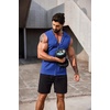 image:imageCOOFANDY Mens Workout Hooded Tank Tops 2 Pack Zip Up Sleeveless Gym Shirts Muscle Cut Off T Shirt Bodybuilding HoodiesBlueRed2pcs