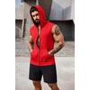 image:imageCOOFANDY Mens Workout Hooded Tank Tops 2 Pack Zip Up Sleeveless Gym Shirts Muscle Cut Off T Shirt Bodybuilding HoodiesBlueRed2pcs