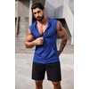 image:imageCOOFANDY Mens Workout Hooded Tank Tops 2 Pack Zip Up Sleeveless Gym Shirts Muscle Cut Off T Shirt Bodybuilding HoodiesBlueRed2pcs